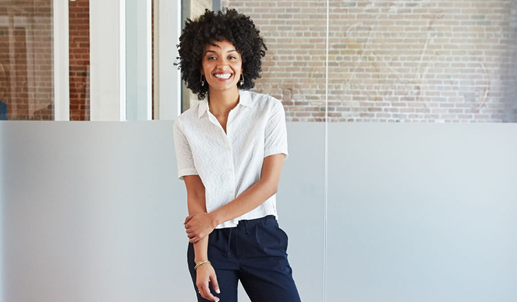 business woman standing in an office