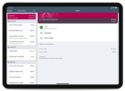 First Banking Transactions List